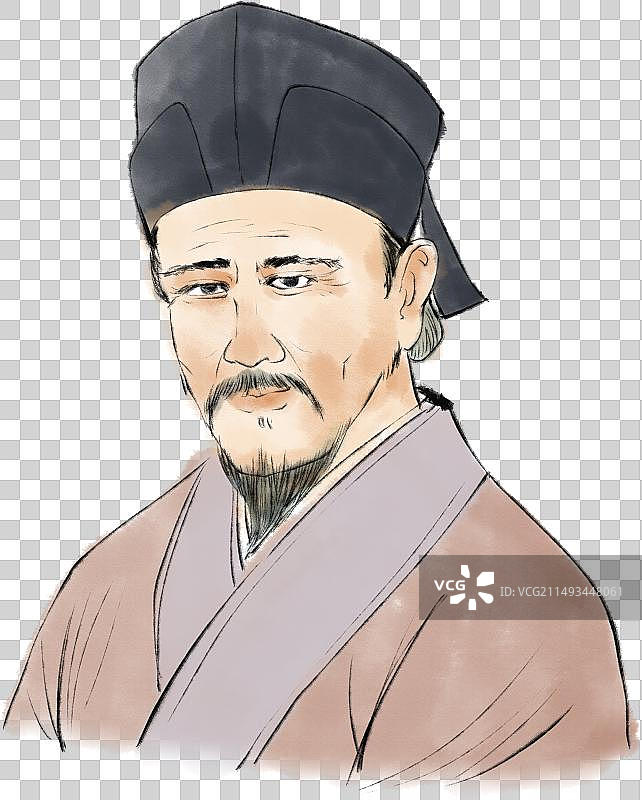 古代诗人中医白居易水墨人物头像元素图片素材