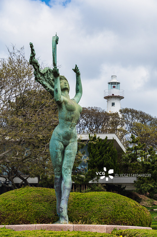 小青岛公园——琴女雕像图片素材
