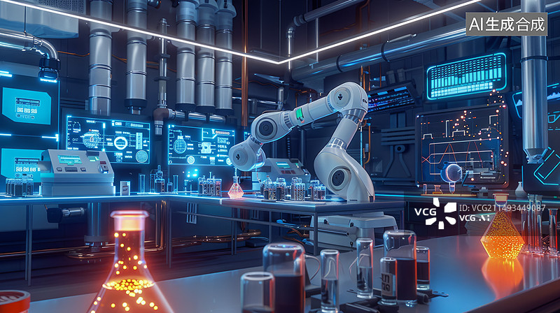 【AI数字艺术】科技感人工智能实验室图片素材