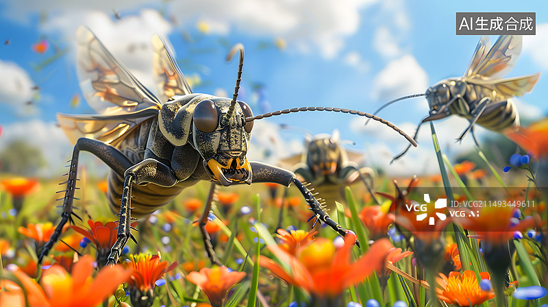 【AI数字艺术】昆虫世界惊蛰活动图片素材