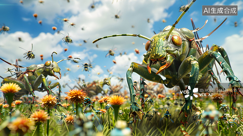 【AI数字艺术】昆虫世界惊蛰活动图片素材