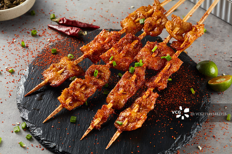 烧烤五花肉串图片素材