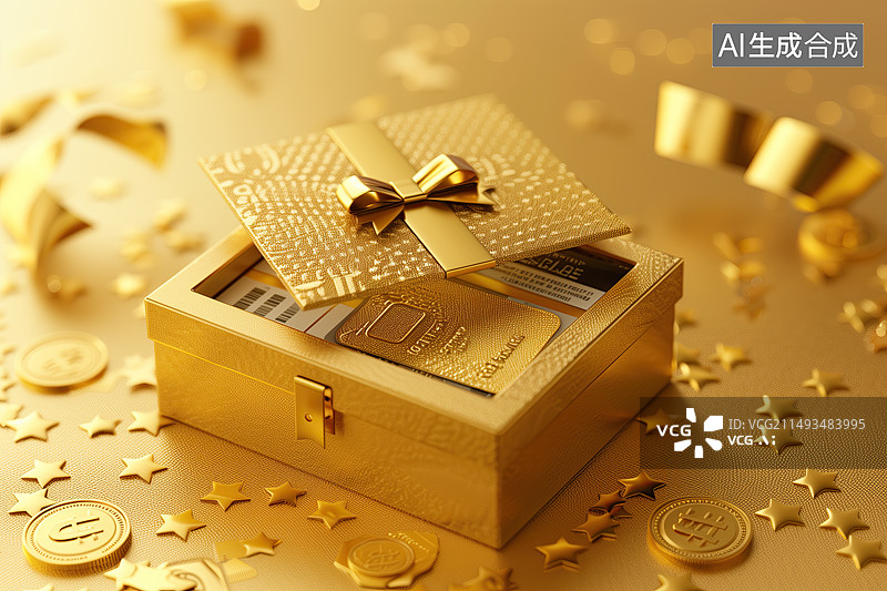 【AI数字艺术】金币银行卡金卡黄金创意图图片素材