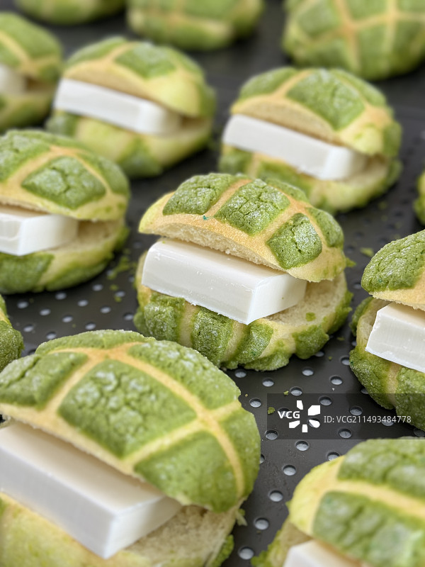 抹茶日式菠萝包图片素材