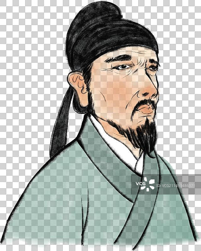 唐朝古代人物诗人半身像头像水墨画元素图片素材