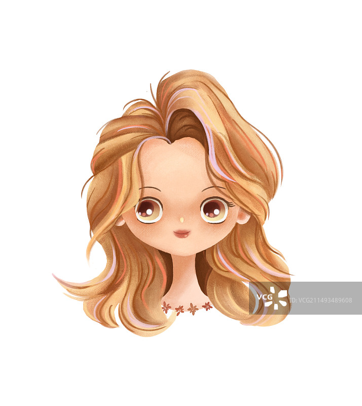 女孩儿头像蓬松发质中长发图片素材