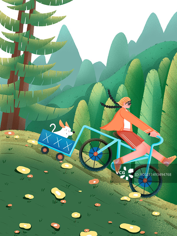 露营踏青扁平风插画图片素材