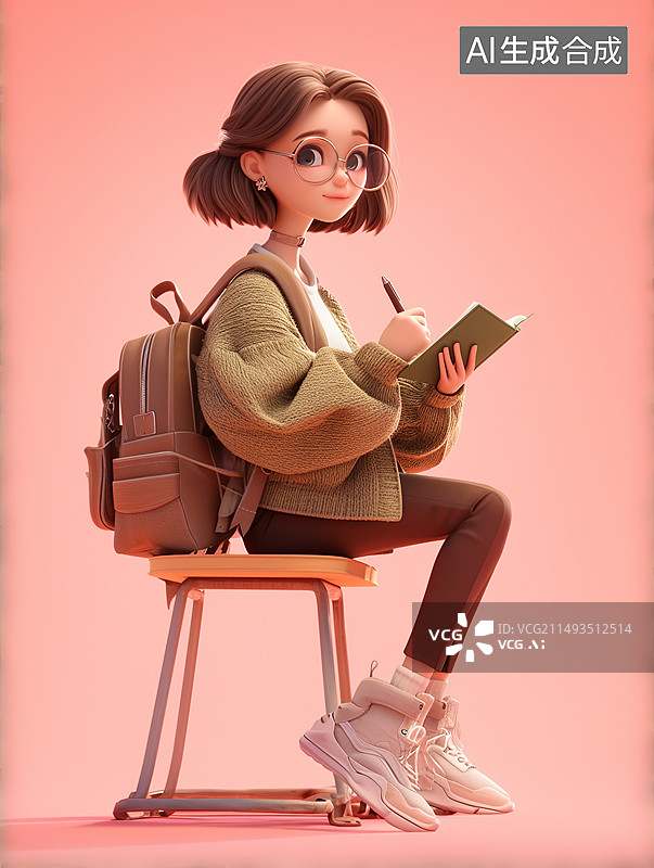 【AI数字艺术】穿工作服的上班族3D卡通人物图片素材