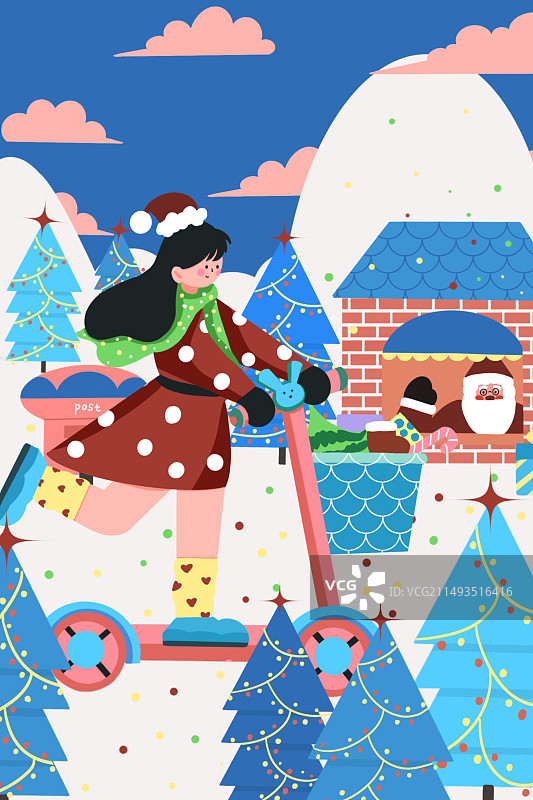 圣诞节扁平风插画图片素材