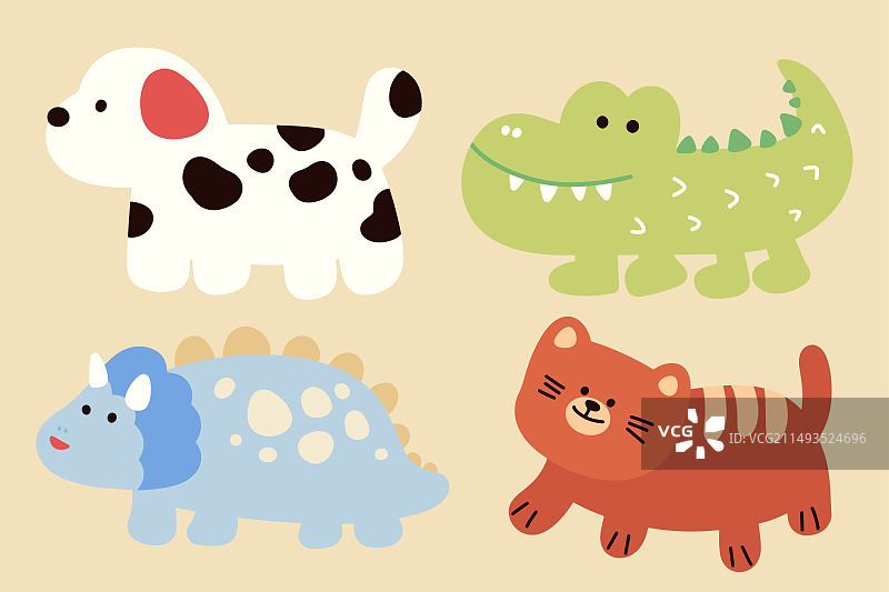 手绘萌趣小动物涂鸦图片素材
