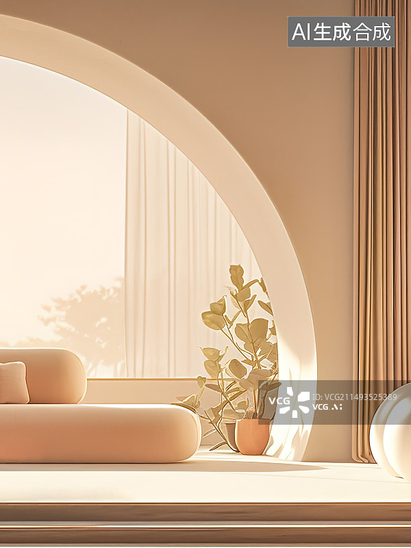 【AI数字艺术】室内空间住宅建筑，明亮的室内空间设计图片素材