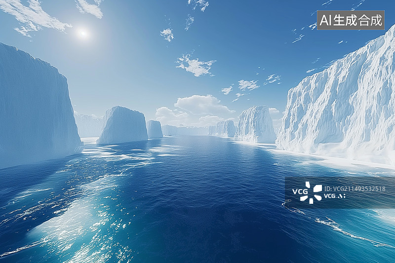 【AI数字艺术】壮丽的极地冰川景观图片素材