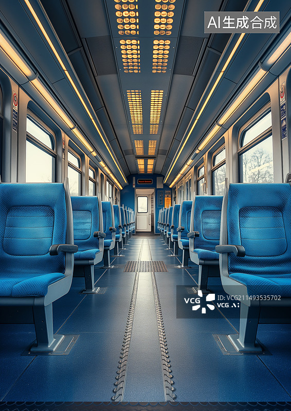 【AI数字艺术】干净整洁的公共交通座椅座位图片素材