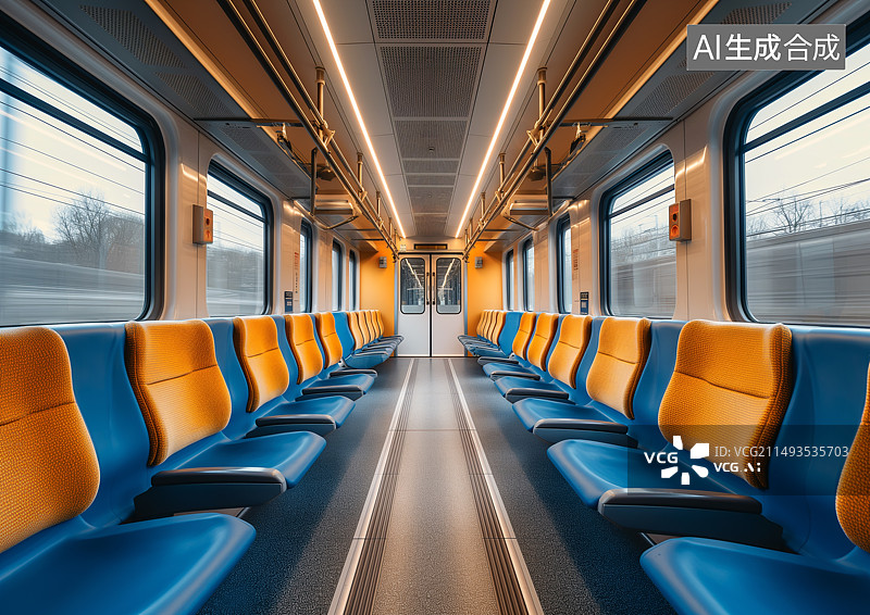 【AI数字艺术】干净整洁的公共交通座椅座位图片素材