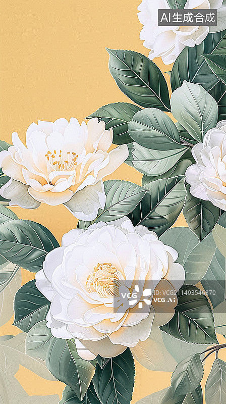 【AI数字艺术】清新植物花朵图案壁纸背景图片素材