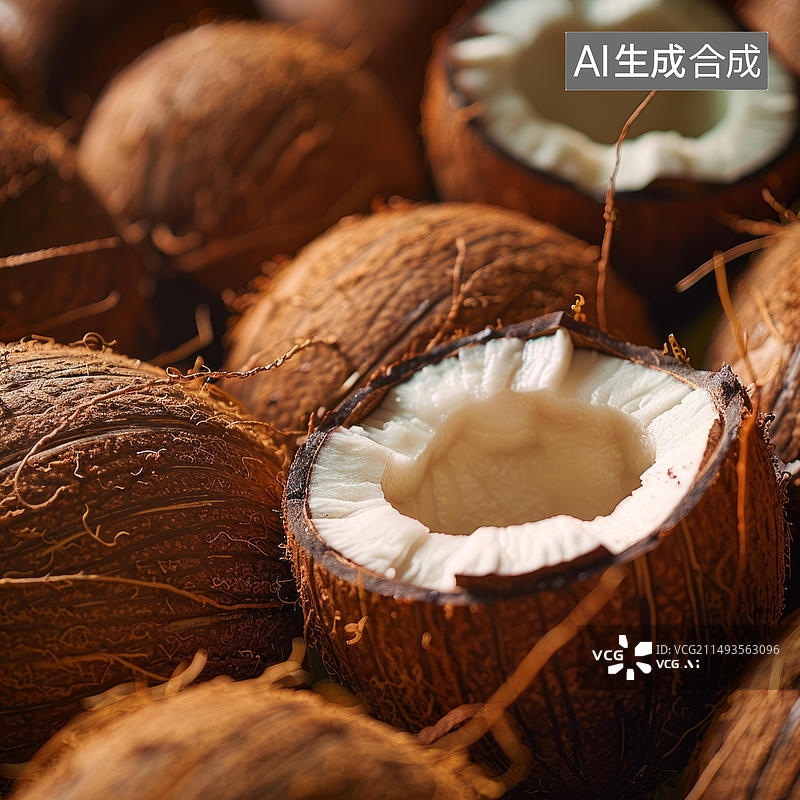 【AI数字艺术】一堆新鲜的椰子图片素材