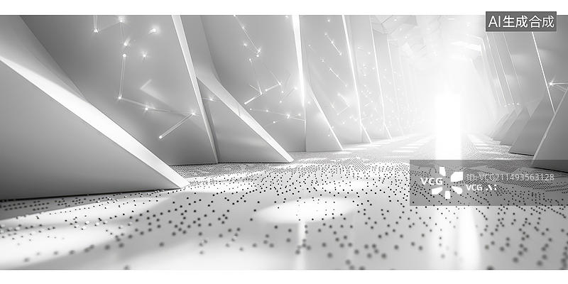 【AI数字艺术】未来主义白色科幻隧道图片素材