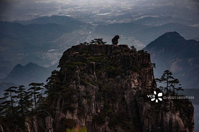 黄山猴子观海图片素材