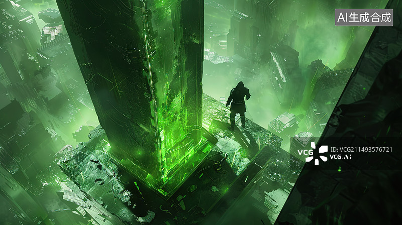 【AI数字艺术】站在冰洞里的人的剪影图片素材