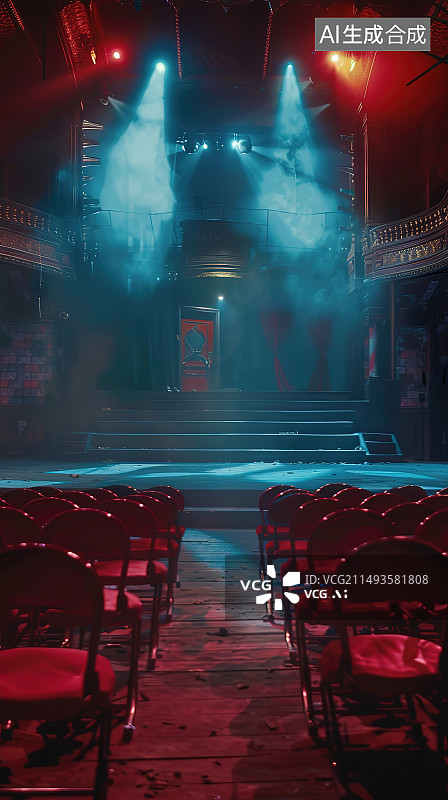 【AI数字艺术】剧院里的空椅子图片素材