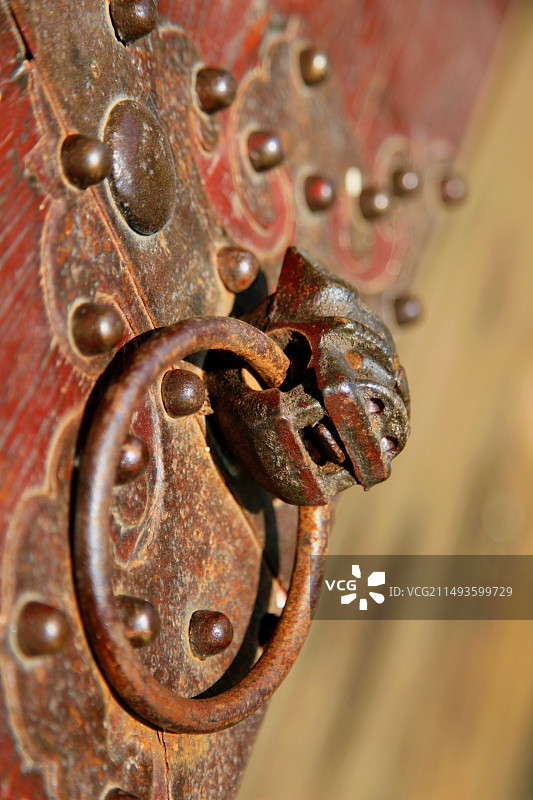 珠海北山大院建筑的门环图片素材