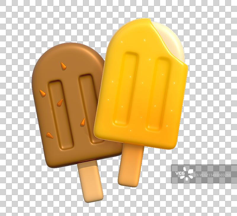 冷饮冰棒冰淇淋夏天美食3D卡通插画元素图片素材