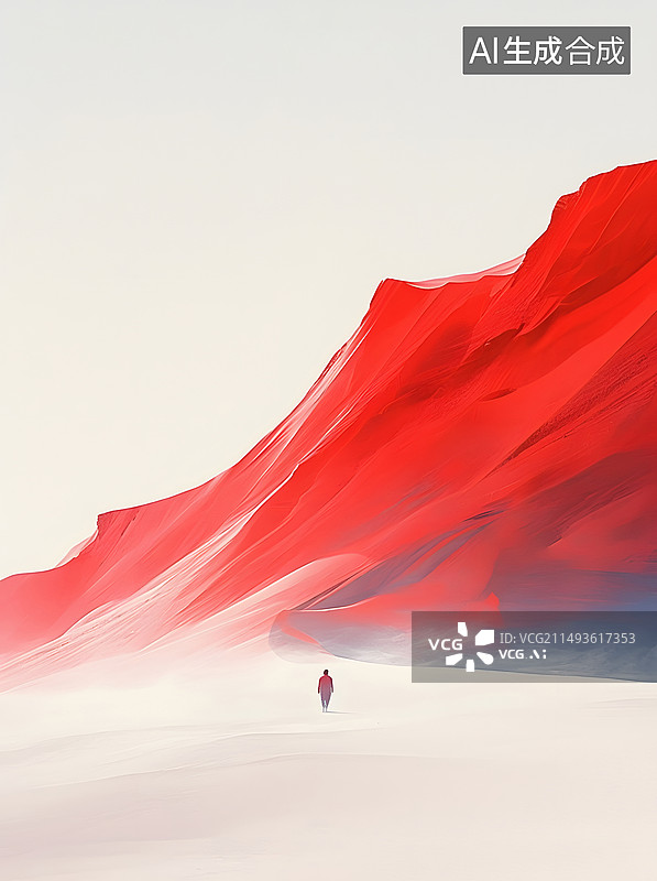 【AI数字艺术】红色山丘概念插画图片素材