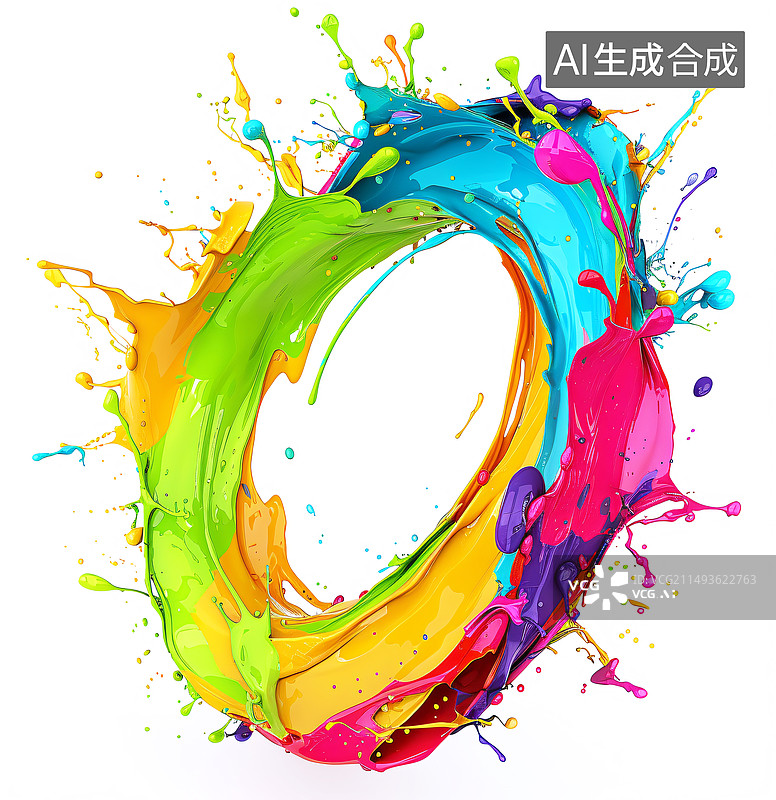 【AI数字艺术】数字0泼墨颜料立体艺术字图片素材