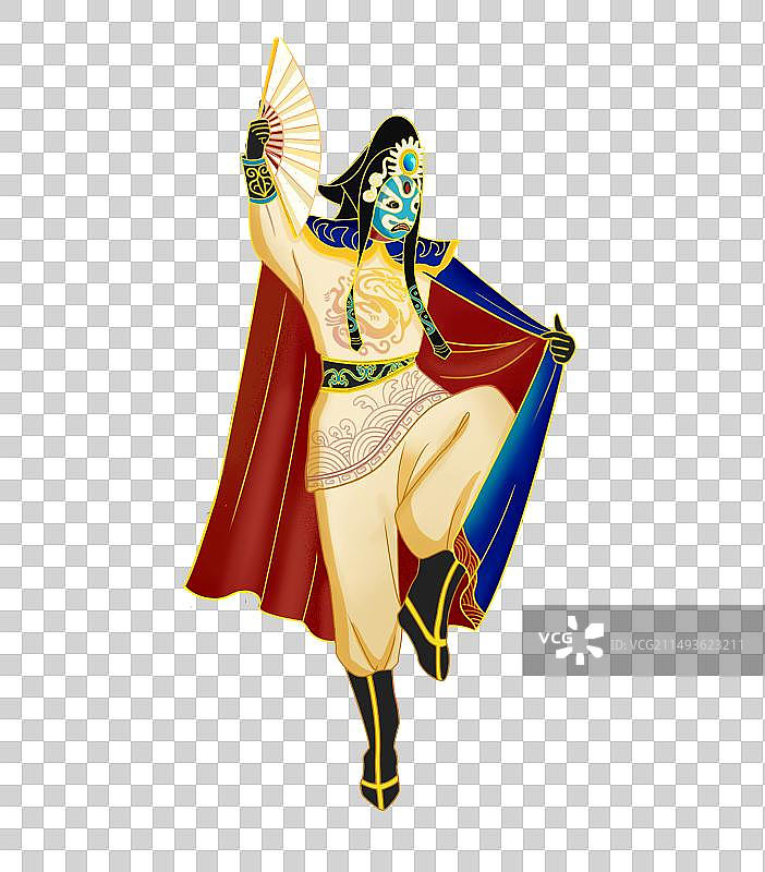 国潮中国风川剧变脸人物元素图片素材