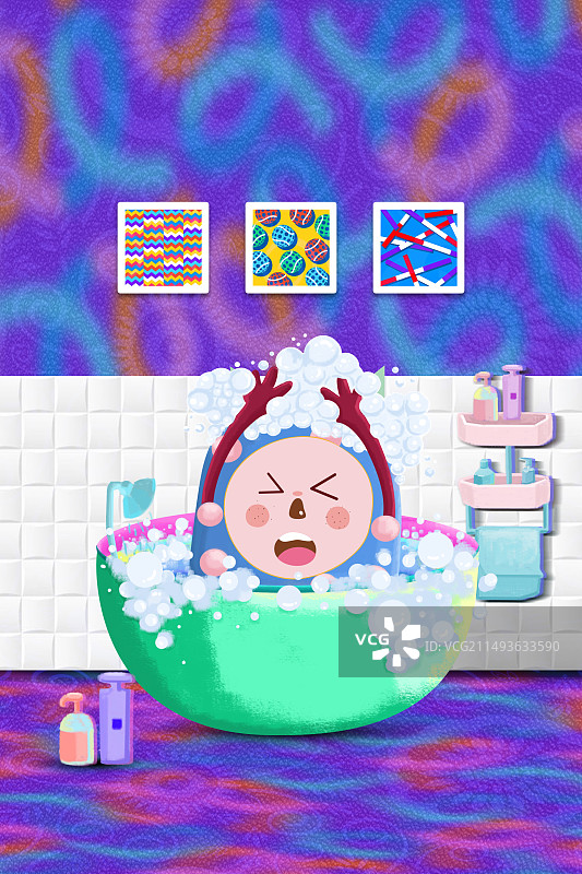 洗澡卡通图片素材