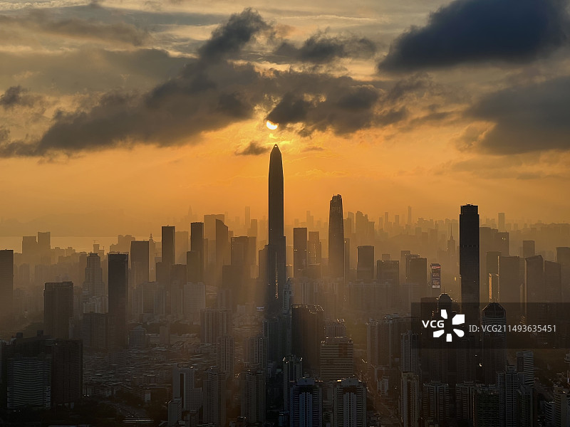 落日城市景观图片素材