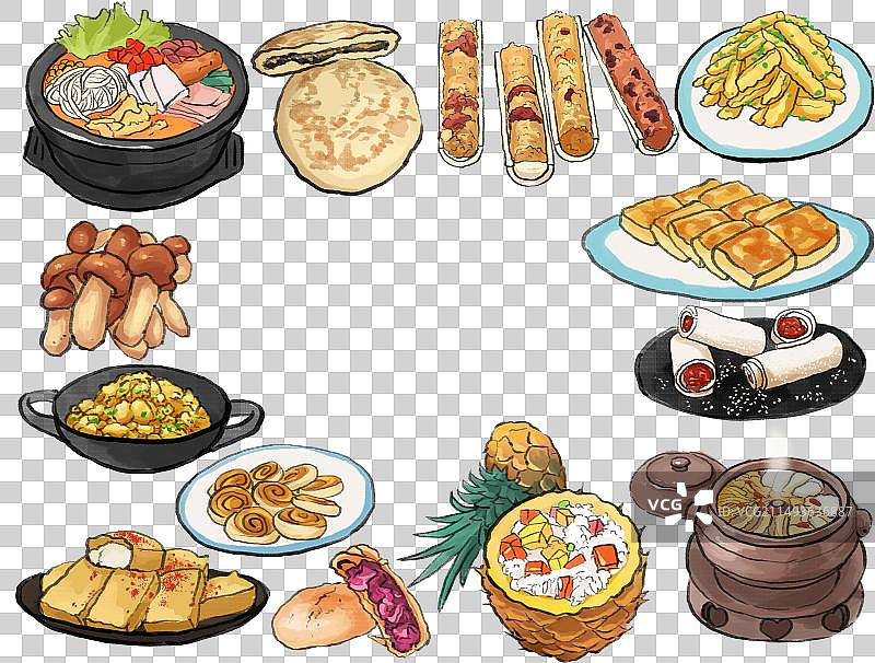 水墨风滇菜云南菜昆明美食插画图片素材