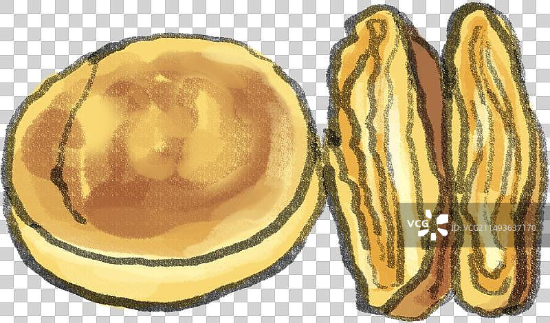 水墨风陕菜陕西菜西安美食千层油酥饼插画图片素材