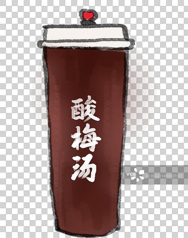 水墨风陕菜陕西菜西安美食酸梅汤插画图片素材