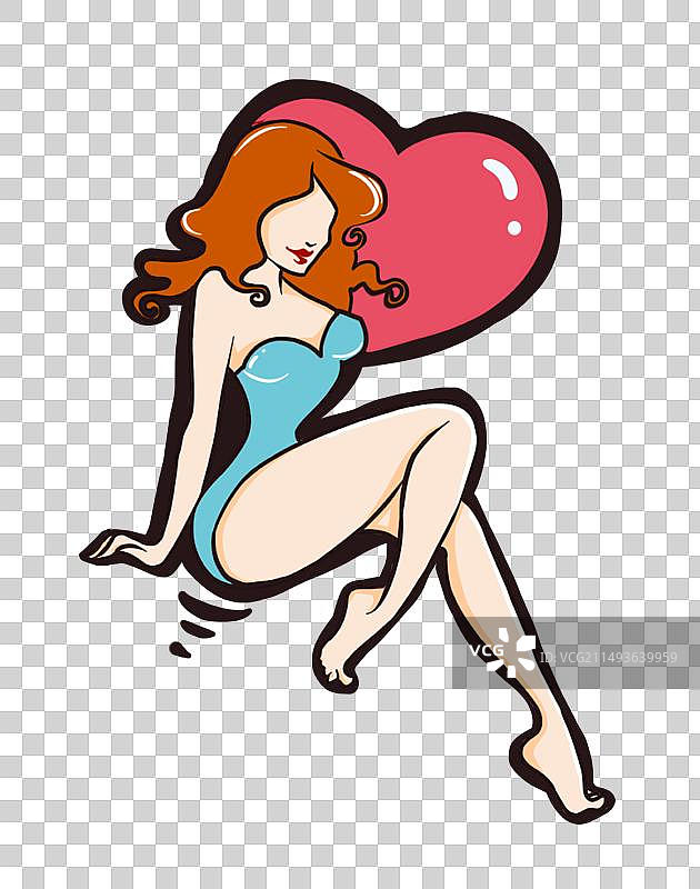 漂亮女孩手绘元素图片素材