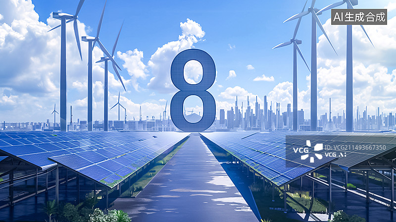 【AI数字艺术】数字8:新能源产业繁荣与数字化转型图片素材