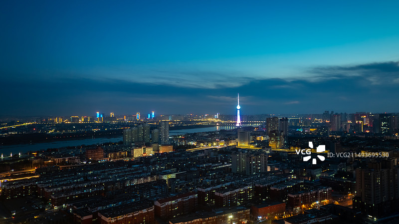 洛阳城市夜景航拍图片素材