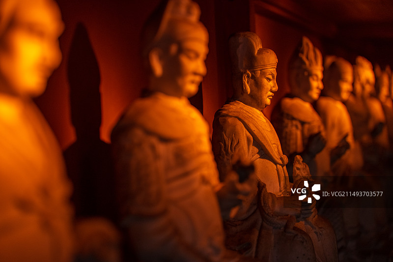 四川成都都江堰赵公山柏灌台赵公祖庙财神庙财神殿神像图片素材