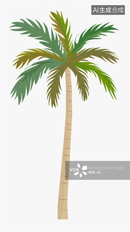 【AI数字艺术】白色背景上的椰子树图片素材