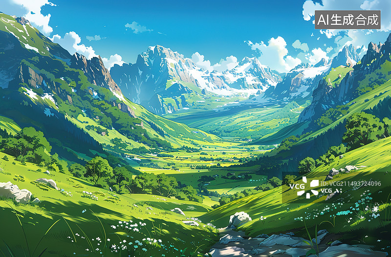 【AI数字艺术】夏季绿色的自然风光图片素材