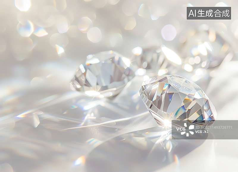 【AI数字艺术】桌子上的钻石特写镜头图片素材