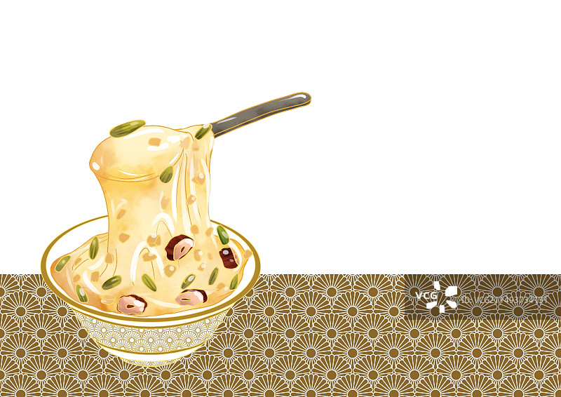重庆特色美食小吃插画拉丝凉糕图片素材