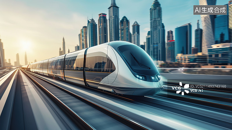 【AI数字艺术】城市风光与轻轨图片素材