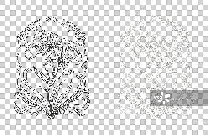 艺术风格的鸢尾花画框图片素材