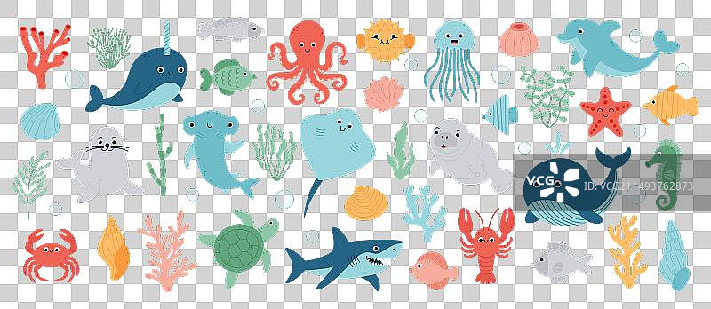 可爱海洋动物合集图片素材