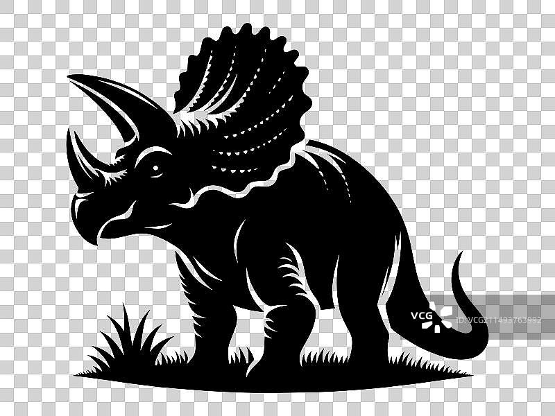 三角龙恐龙轮廓图片素材