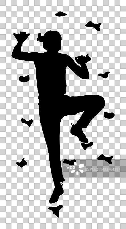 运动女孩攀岩剪影图片素材