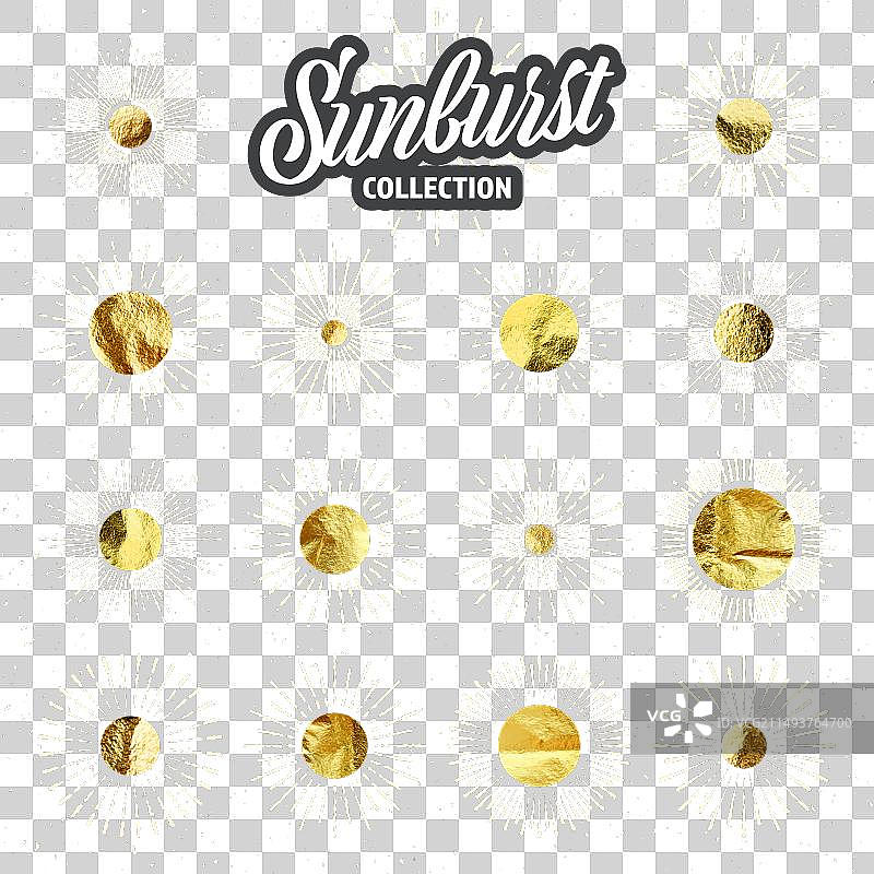 复古Grunge风格旭日日落光束金箔图片素材