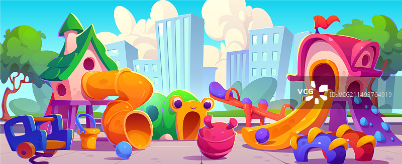 公园游乐场滑梯和秋千图片素材