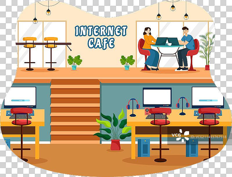 年轻人互联网咖啡馆建筑图片素材